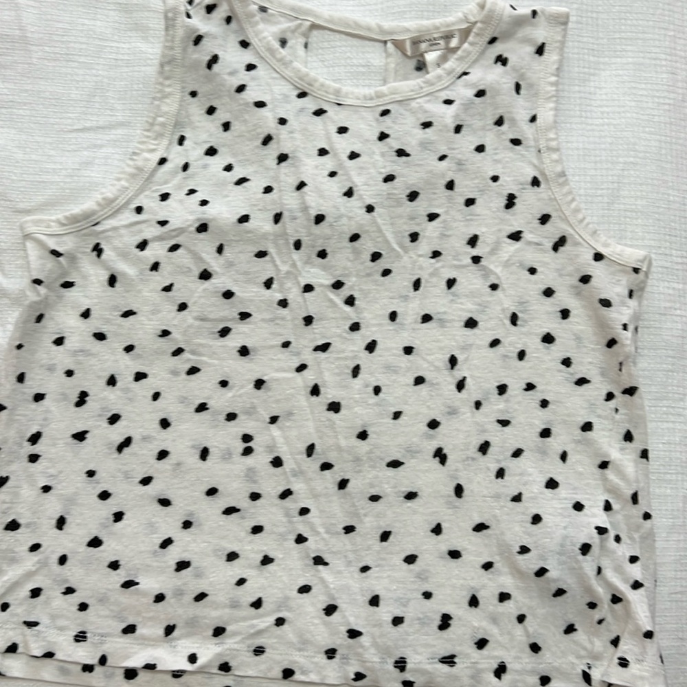White with black polka dots linen tank